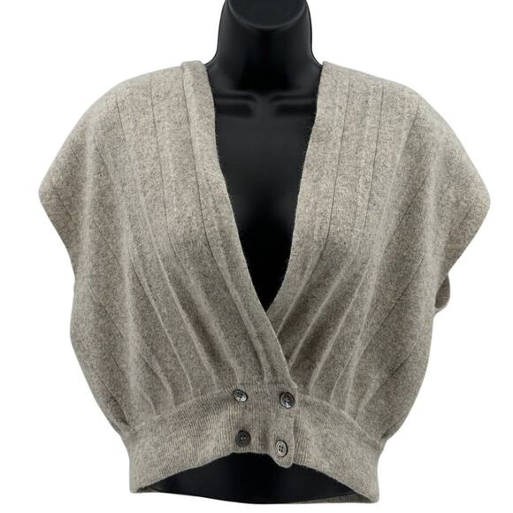 VTG Evan Picone Sweater Vest WMNS L Tan V-Neck Angora Rabbit Hair Wool 80's - Picture 1 of 7